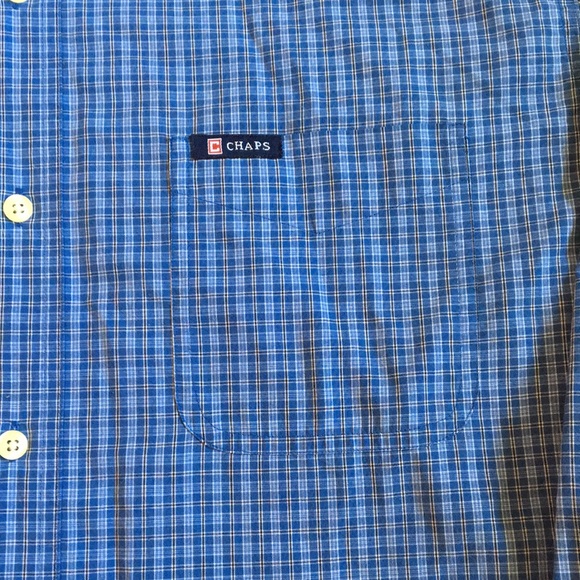 Chaps blue plaid button down, men’s L - Picture 3 of 5
